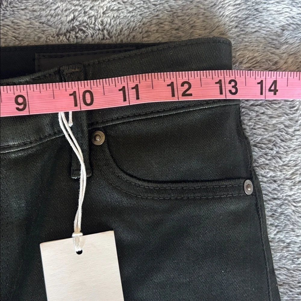 AG The Farrah High Rise Ankle Skinny Leather Panel Denim Pants in Green Sz25 NWT